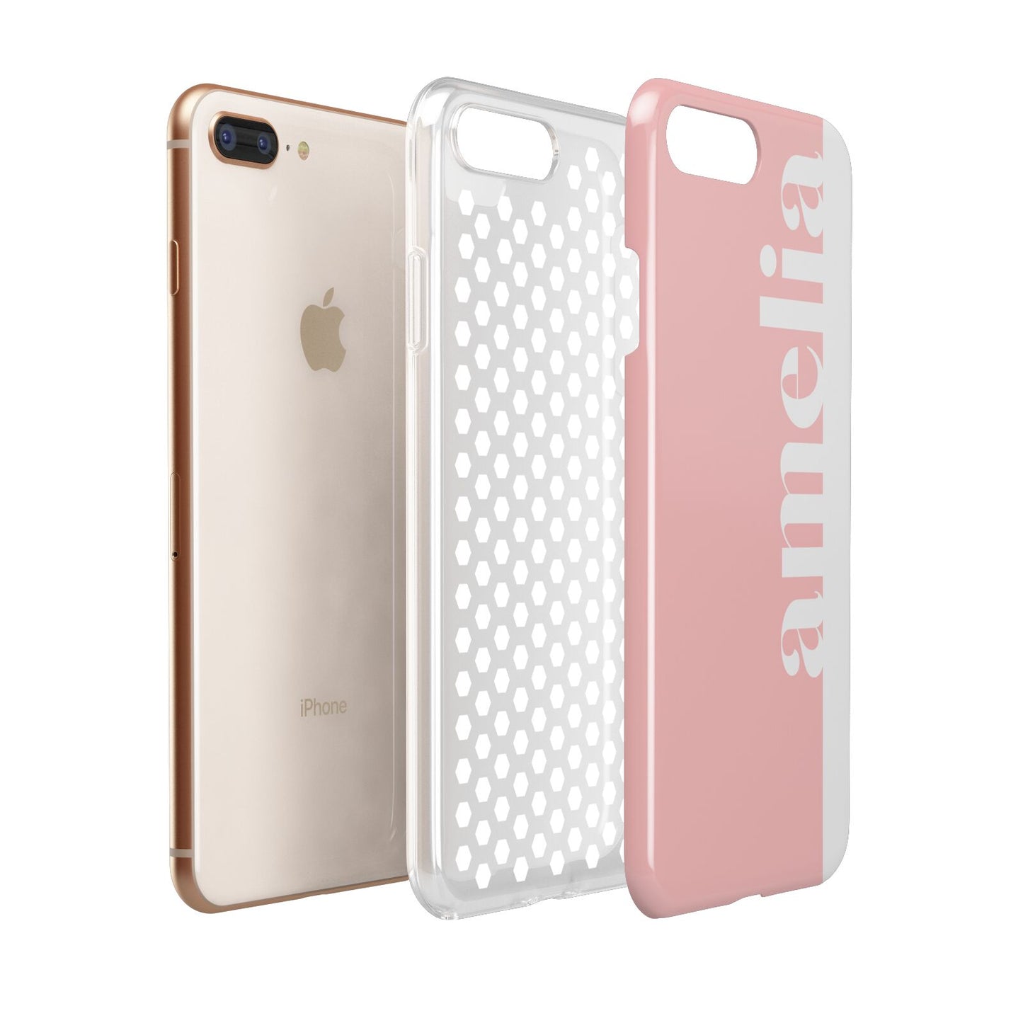 Pastel Pink Personalised Name Apple iPhone 7 8 Plus 3D Tough Case Expanded View