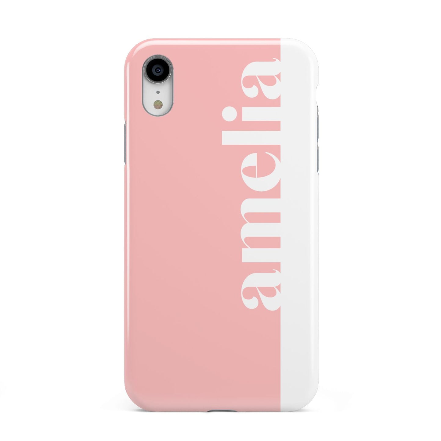 Pastel Pink Personalised Name Apple iPhone XR White 3D Tough Case