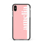 Pastel Pink Personalised Name Apple iPhone Xs Max Impact Case Black Edge on Black Phone