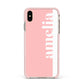 Pastel Pink Personalised Name Apple iPhone Xs Max Impact Case Pink Edge on Gold Phone