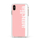 Pastel Pink Personalised Name Apple iPhone Xs Max Impact Case White Edge on Gold Phone