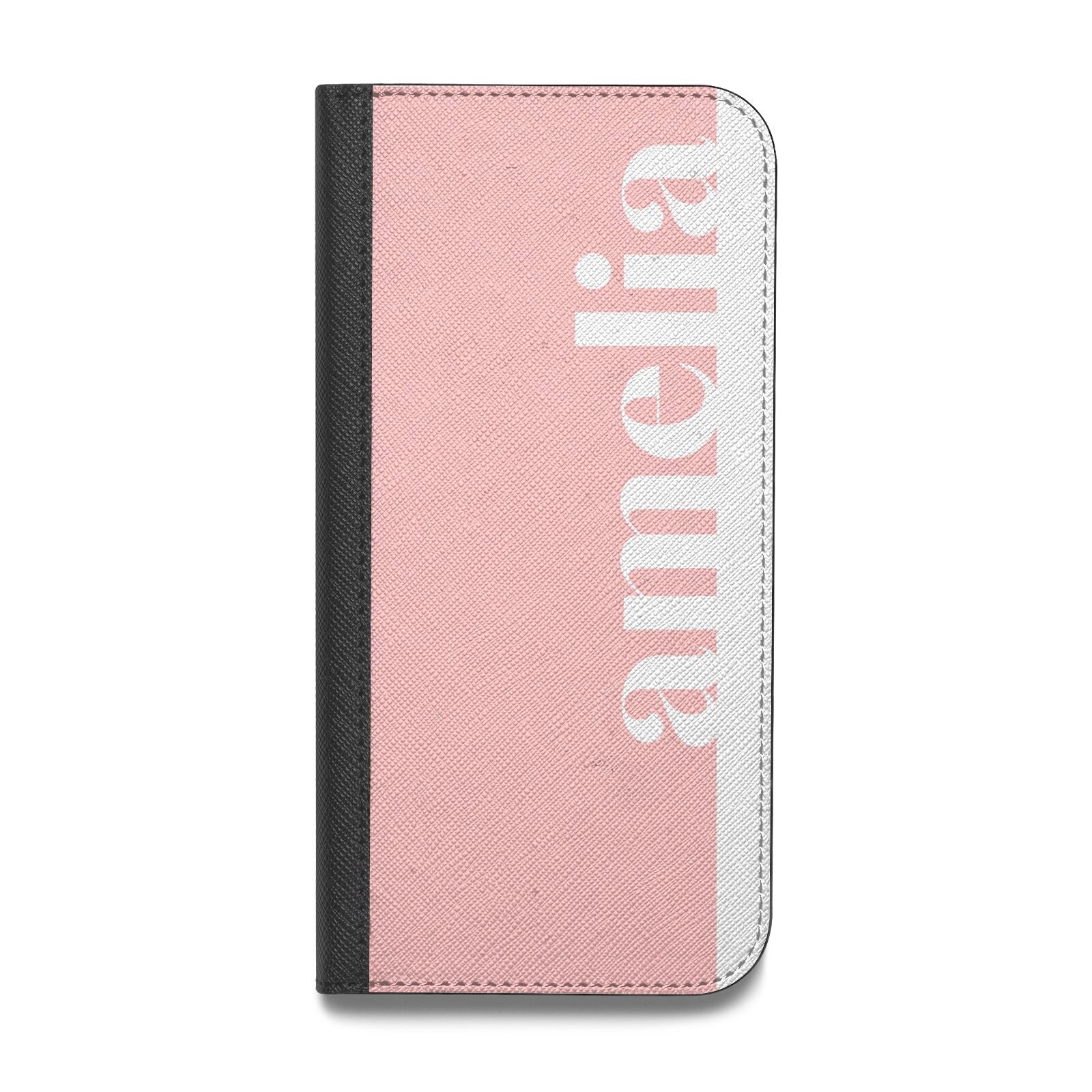 Pastel Pink Personalised Name Vegan Leather Flip Samsung Case