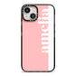 Pastel Pink Personalised Name iPhone 13 Black Impact Case on Silver phone