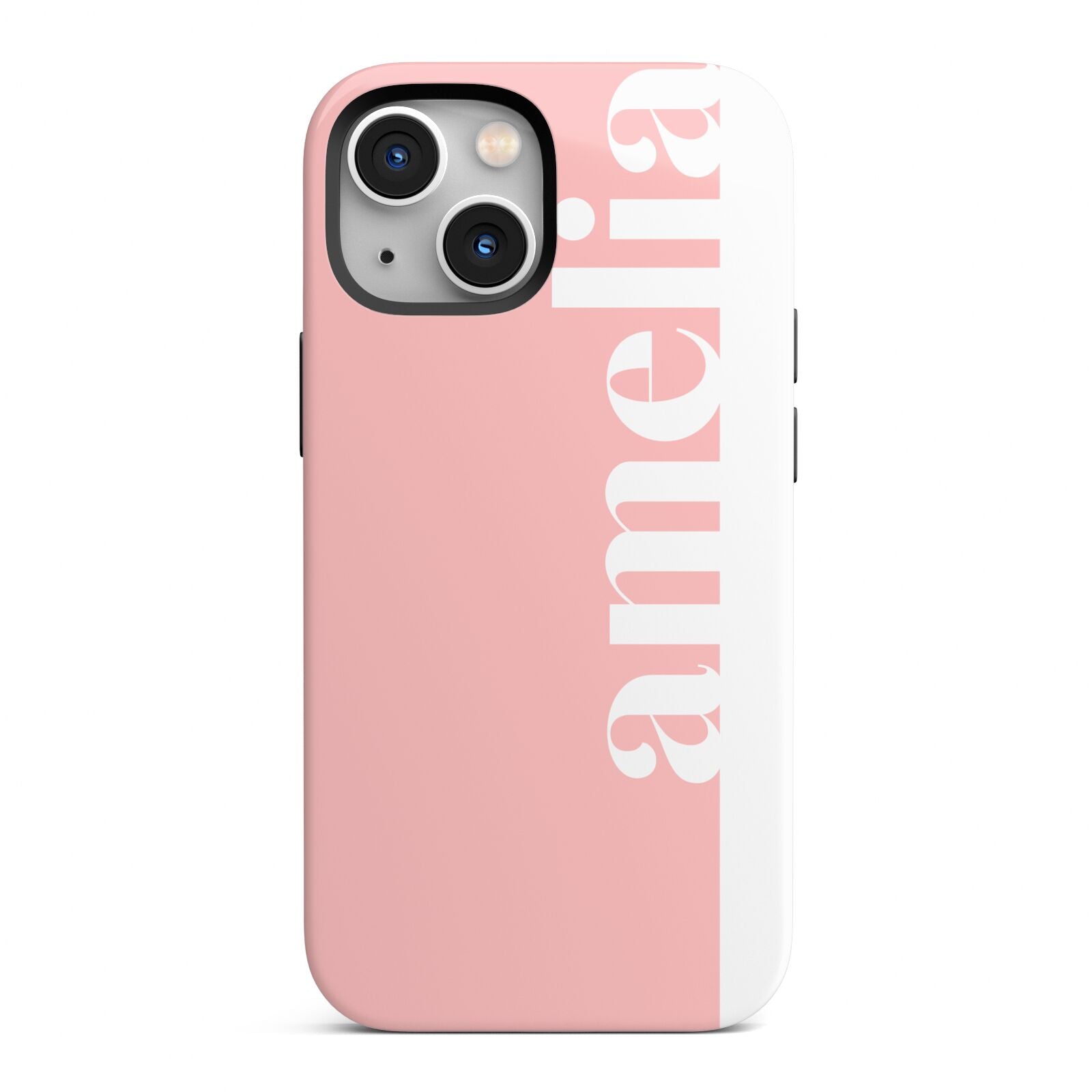 Pastel Pink Personalised Name iPhone 13 Mini Full Wrap 3D Tough Case
