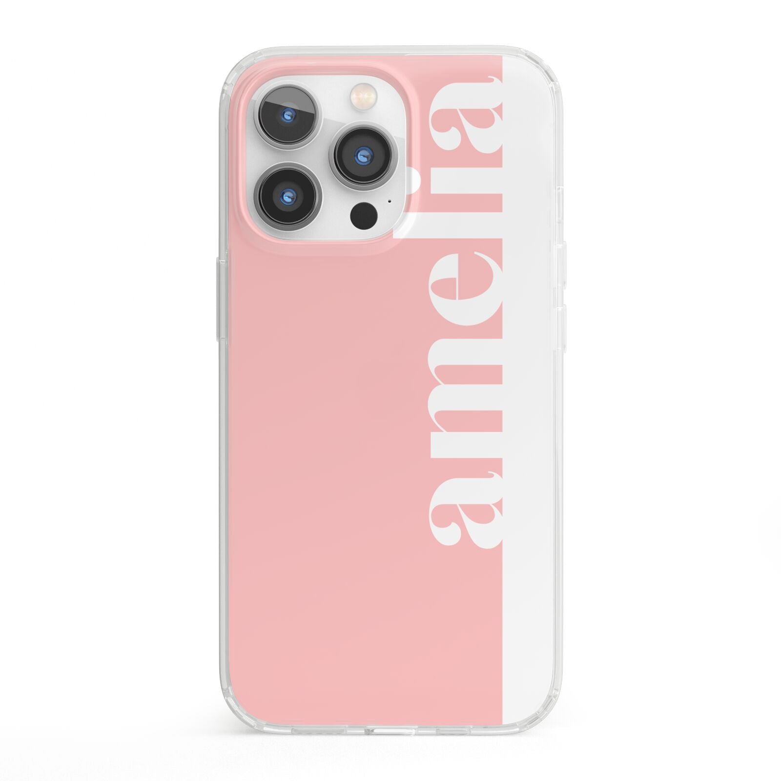 Pastel Pink Personalised Name iPhone 13 Pro Clear Bumper Case