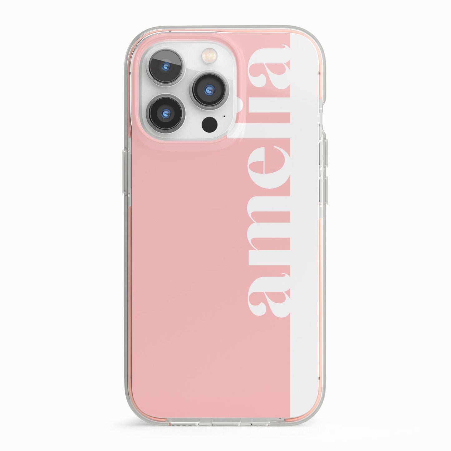 Pastel Pink Personalised Name iPhone 13 Pro TPU Impact Case with Pink Edges