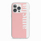 Pastel Pink Personalised Name iPhone 13 Pro TPU Impact Case with White Edges