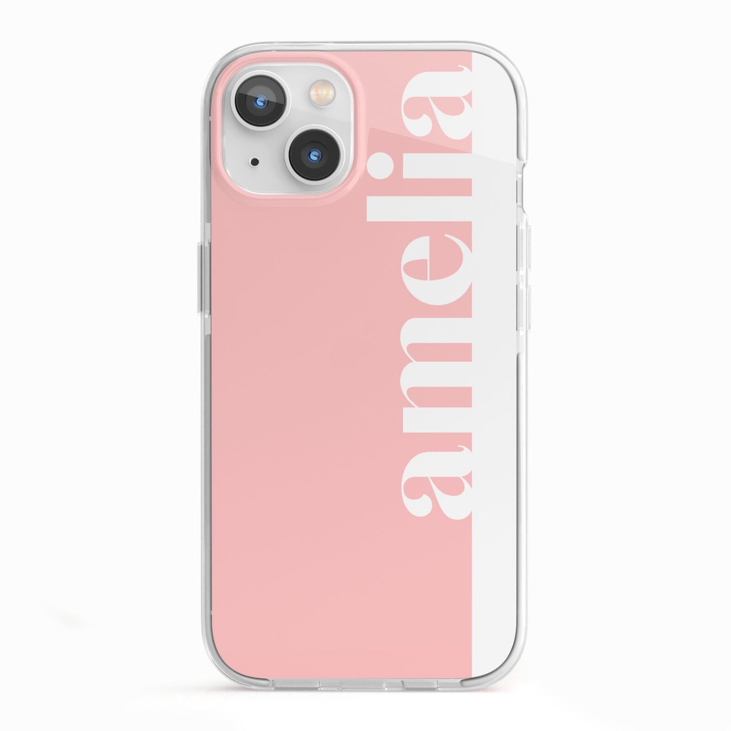 Pastel Pink Personalised Name iPhone 13 TPU Impact Case with White Edges