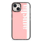 Pastel Pink Personalised Name iPhone 14 Black Impact Case on Silver phone