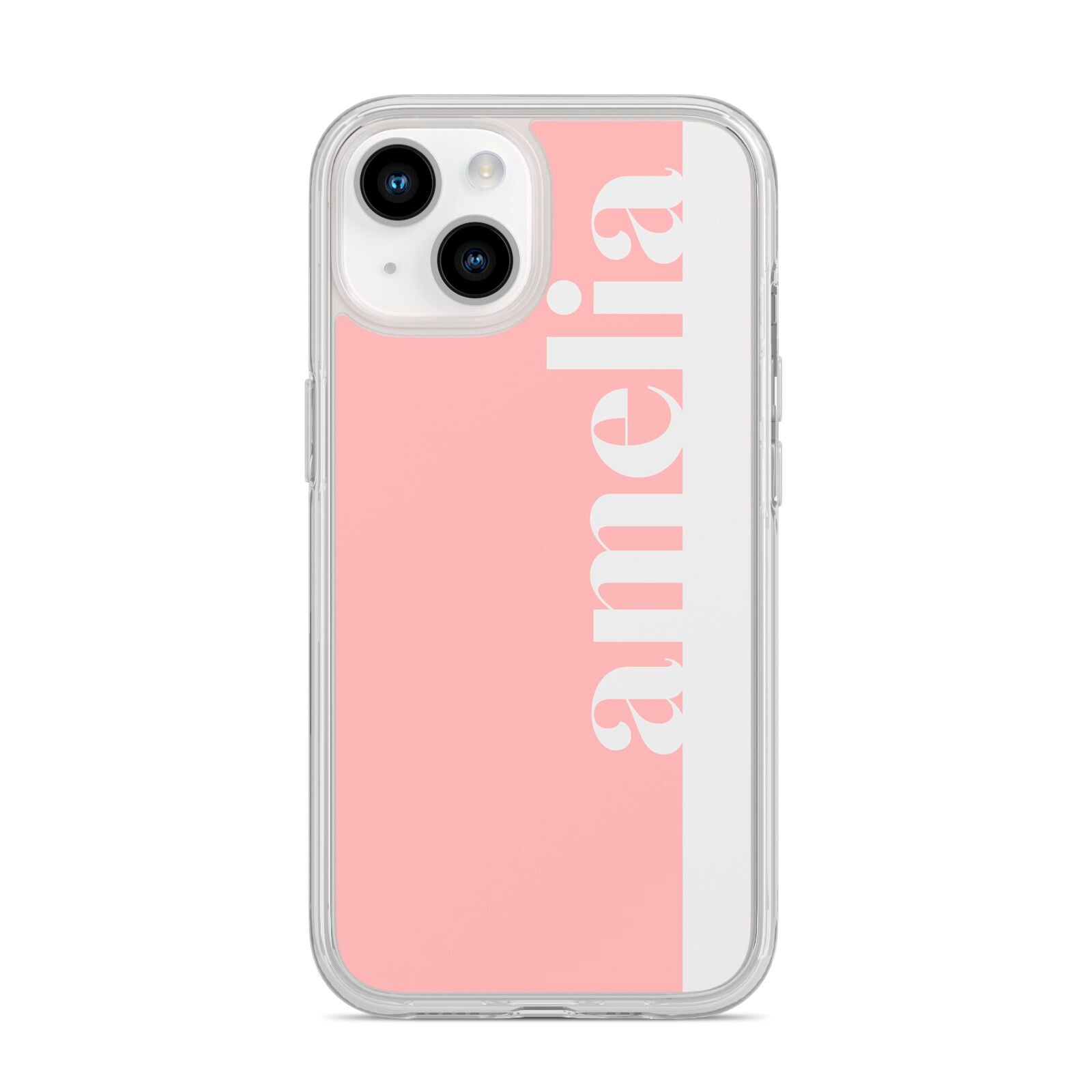 Pastel Pink Personalised Name iPhone 14 Clear Tough Case Starlight