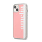 Pastel Pink Personalised Name iPhone 14 Plus Clear Tough Case Starlight Angled Image