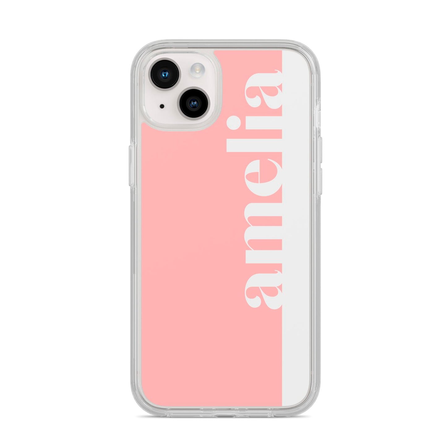 Pastel Pink Personalised Name iPhone 14 Plus Clear Tough Case Starlight