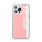 Pastel Pink Personalised Name iPhone 14 Pro Max Glitter Tough Case Silver