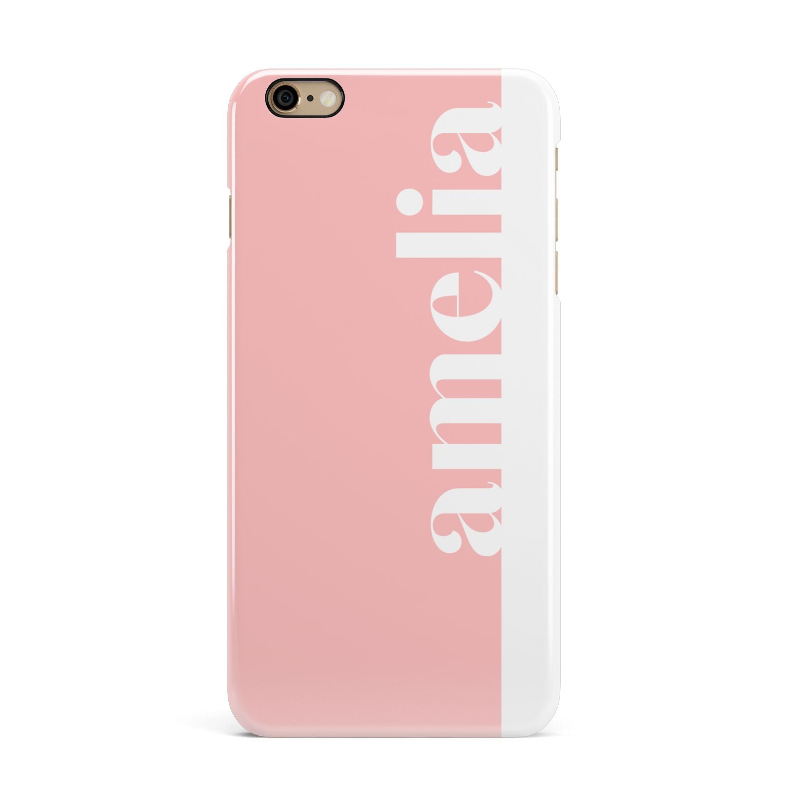 Pastel Pink Personalised Name iPhone 6 Plus 3D Snap Case on Gold Phone