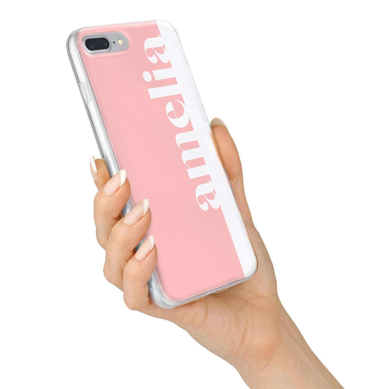Pastel Pink Personalised Name iPhone 7 Plus Bumper Case on Silver iPhone Alternative Image