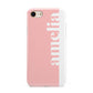 Pastel Pink Personalised Name iPhone 8 3D Tough Case on Gold Phone