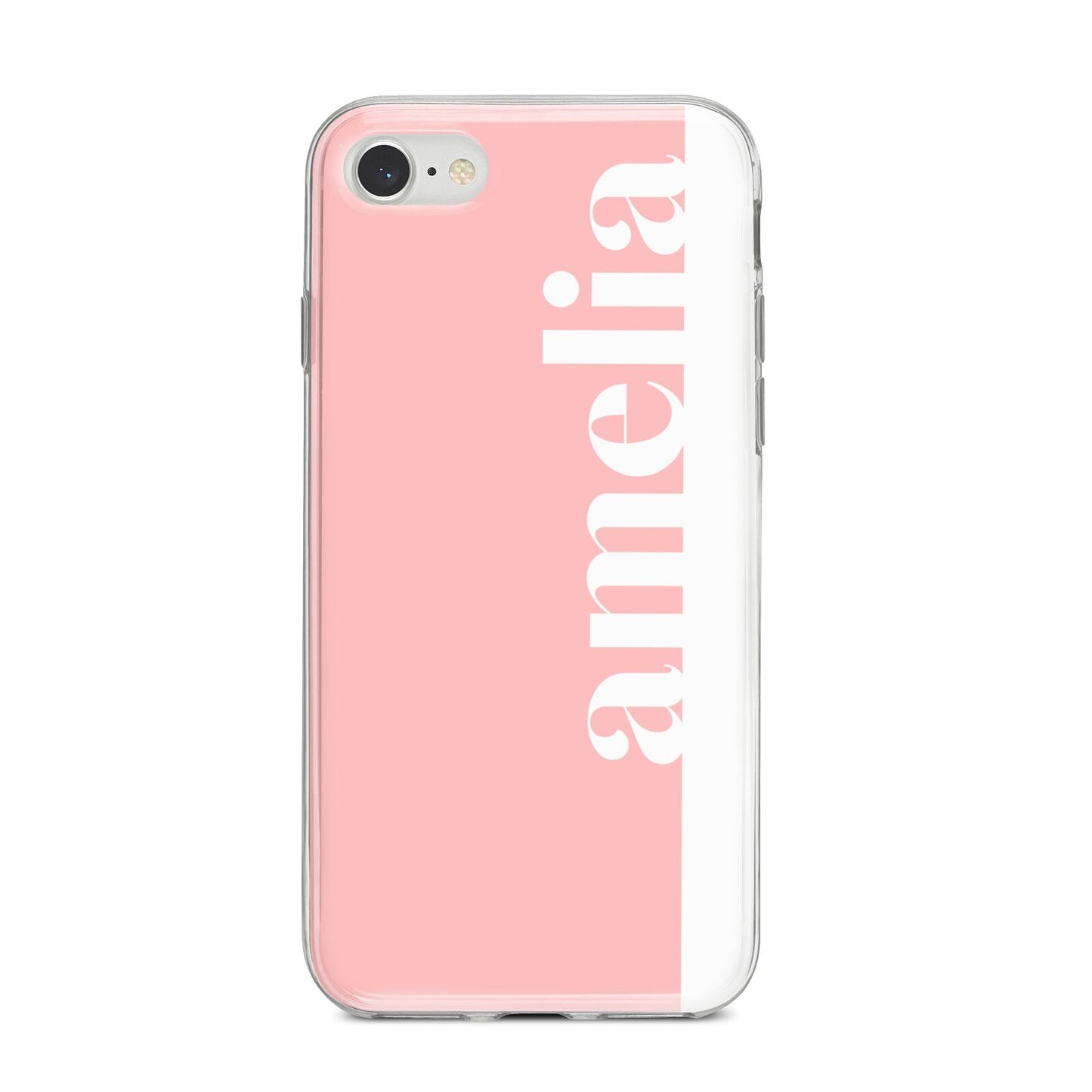 Pastel Pink Personalised Name iPhone 8 Bumper Case on Silver iPhone