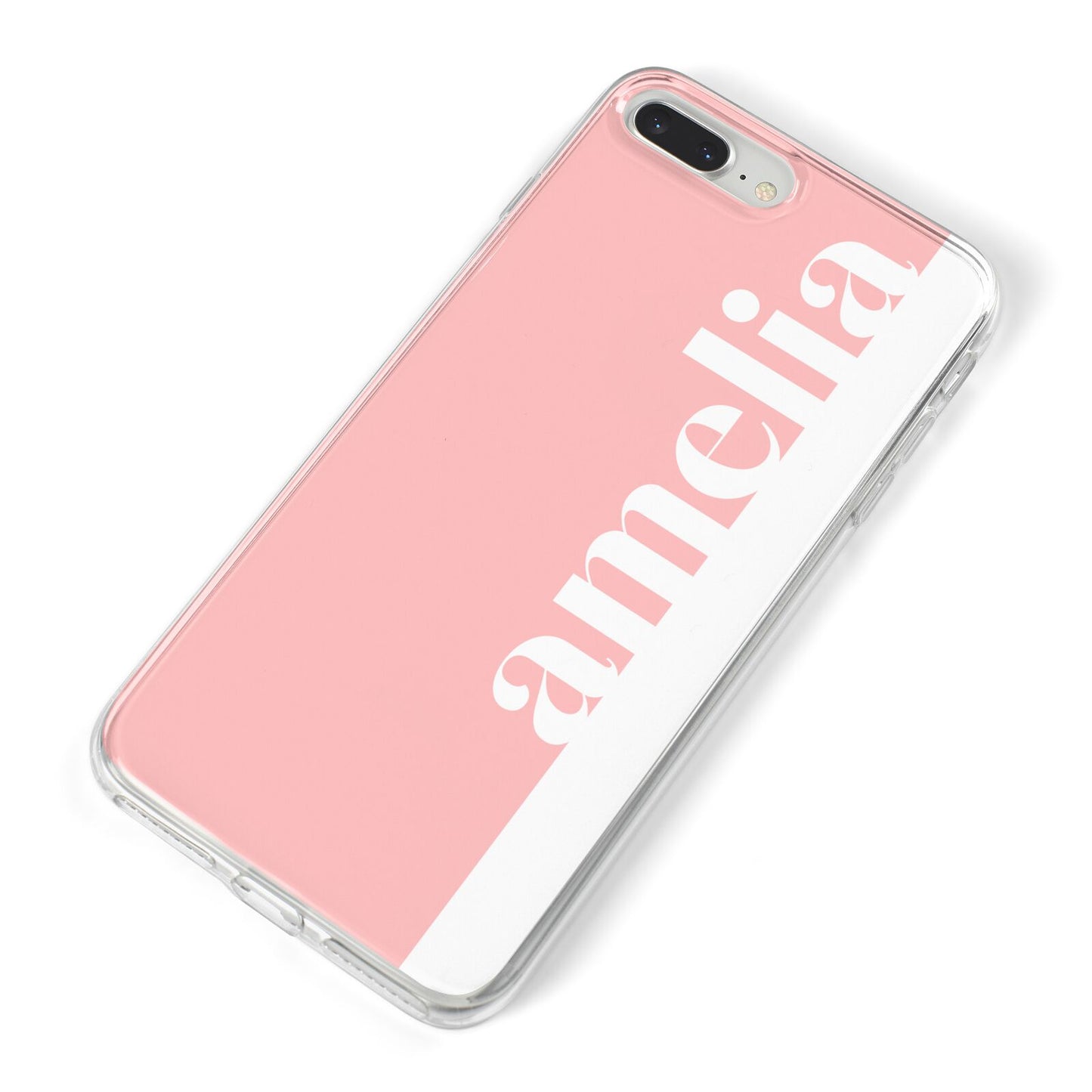 Pastel Pink Personalised Name iPhone 8 Plus Bumper Case on Silver iPhone Alternative Image