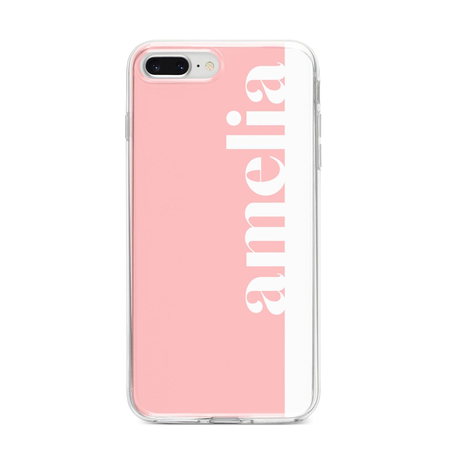 Pastel Pink Personalised Name iPhone 8 Plus Bumper Case on Silver iPhone