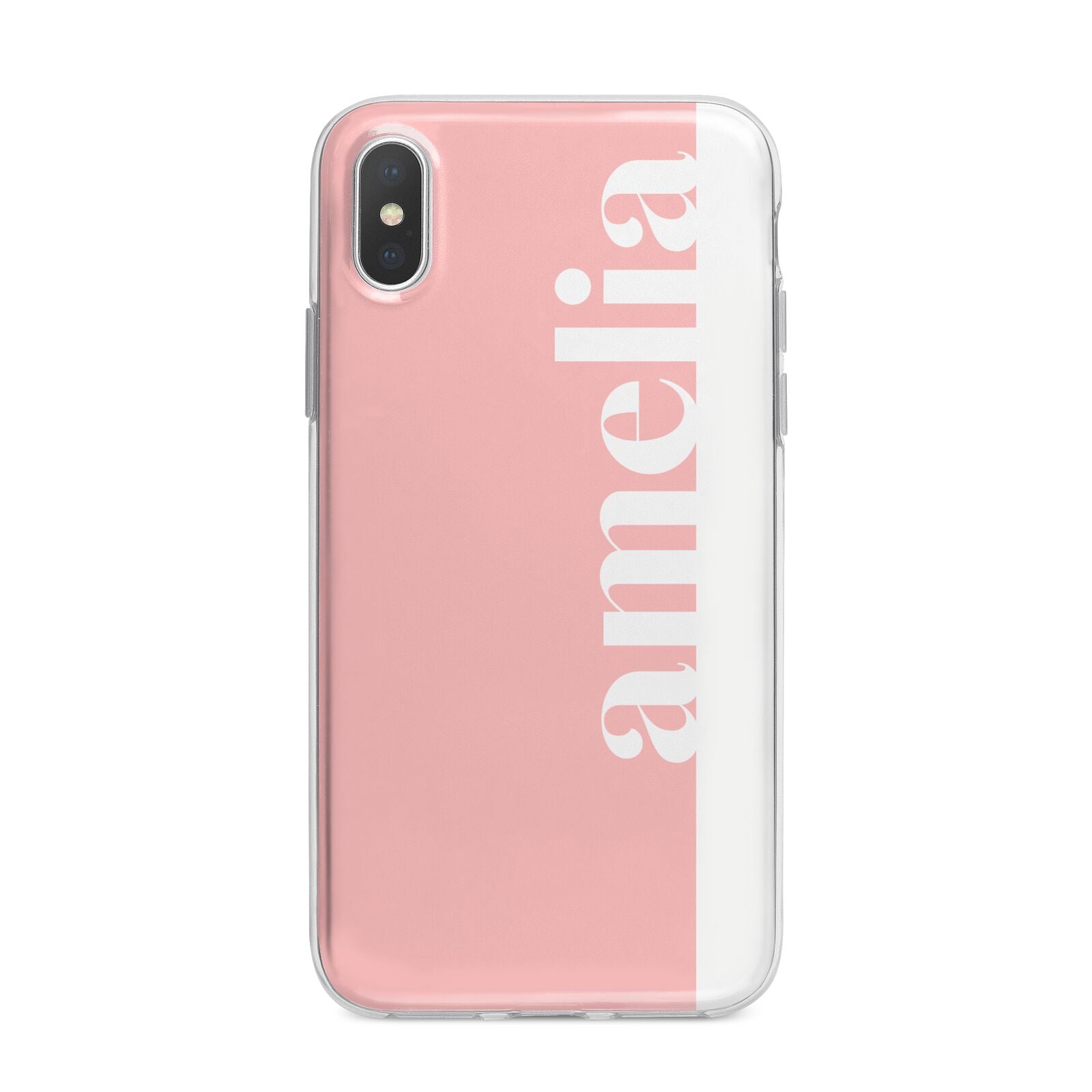 Pastel Pink Personalised Name iPhone X Bumper Case on Silver iPhone Alternative Image 1