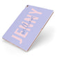 Pastel Pink and Purple Full Name Apple iPad Case on Rose Gold iPad Side View