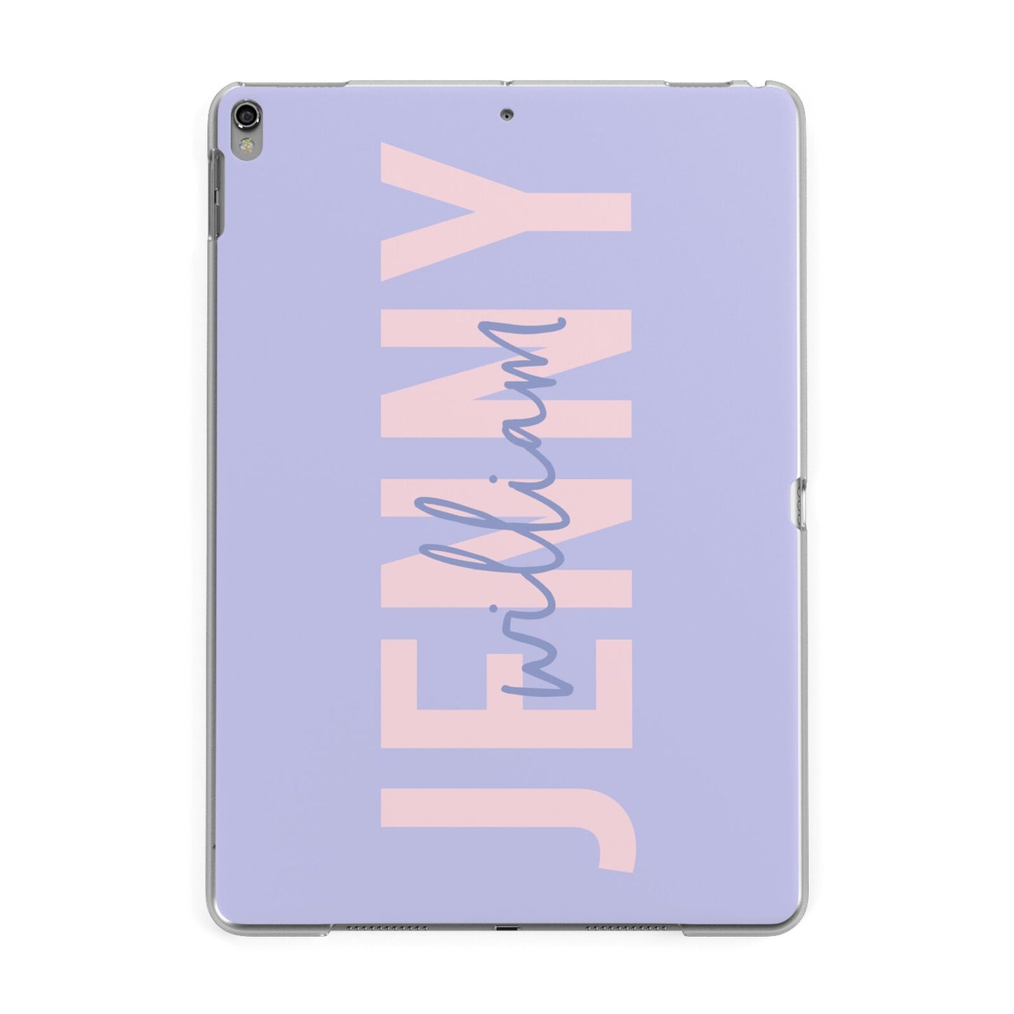 Pastel Pink and Purple Full Name Apple iPad Grey Case