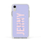 Pastel Pink and Purple Full Name Apple iPhone XR Impact Case White Edge on Silver Phone