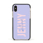 Pastel Pink and Purple Full Name Apple iPhone Xs Impact Case Black Edge on Gold Phone