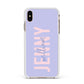 Pastel Pink and Purple Full Name Apple iPhone Xs Max Impact Case White Edge on Gold Phone