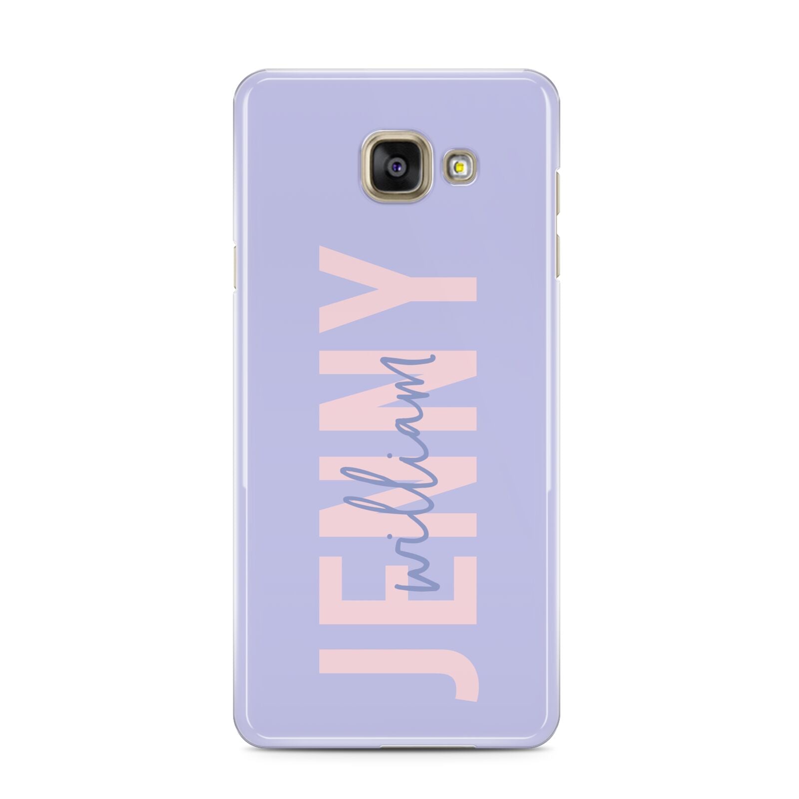 Pastel Pink and Purple Full Name Samsung Galaxy A3 2016 Case on gold phone