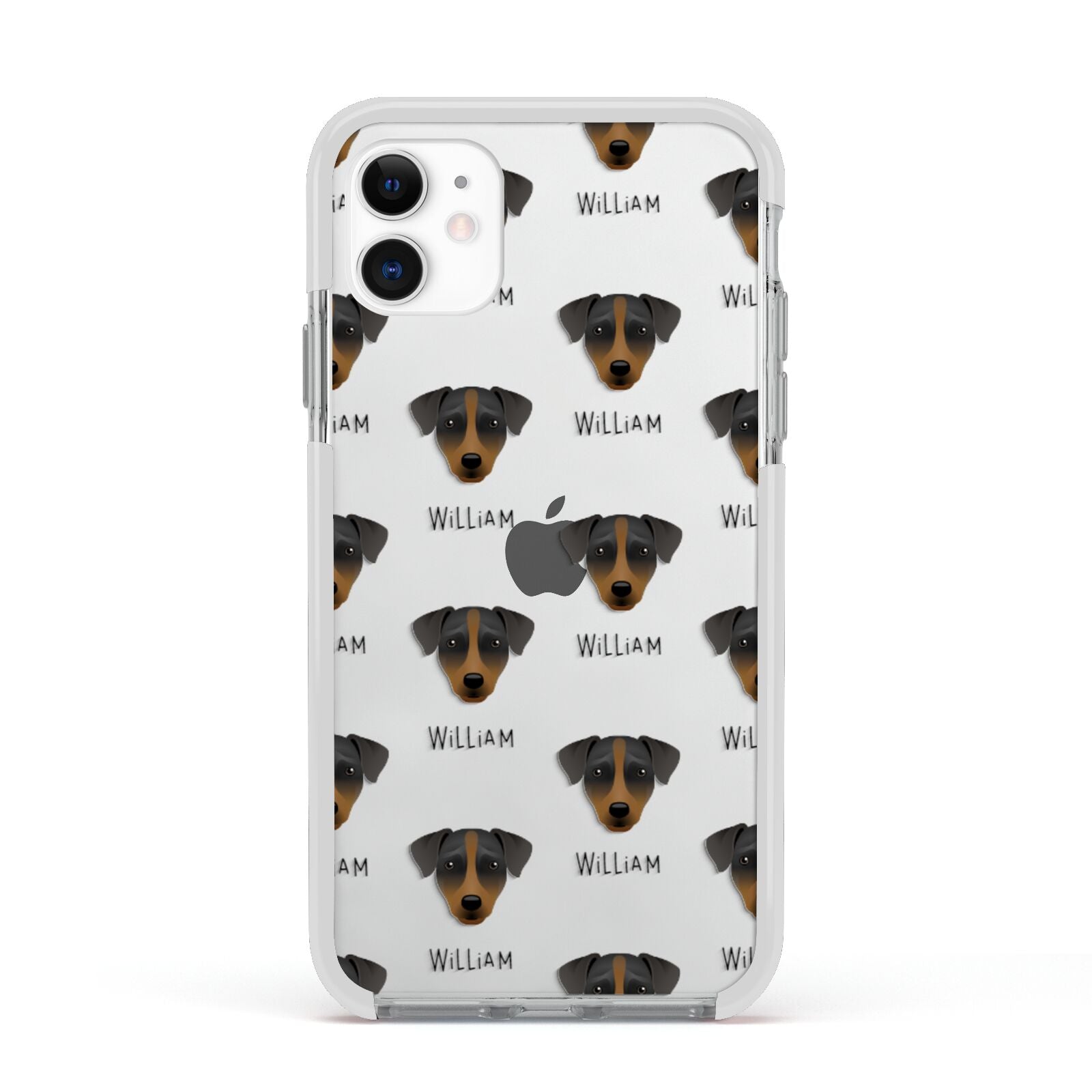Patterdale Terrier Icon with Name Apple iPhone 11 in White with White Impact Case
