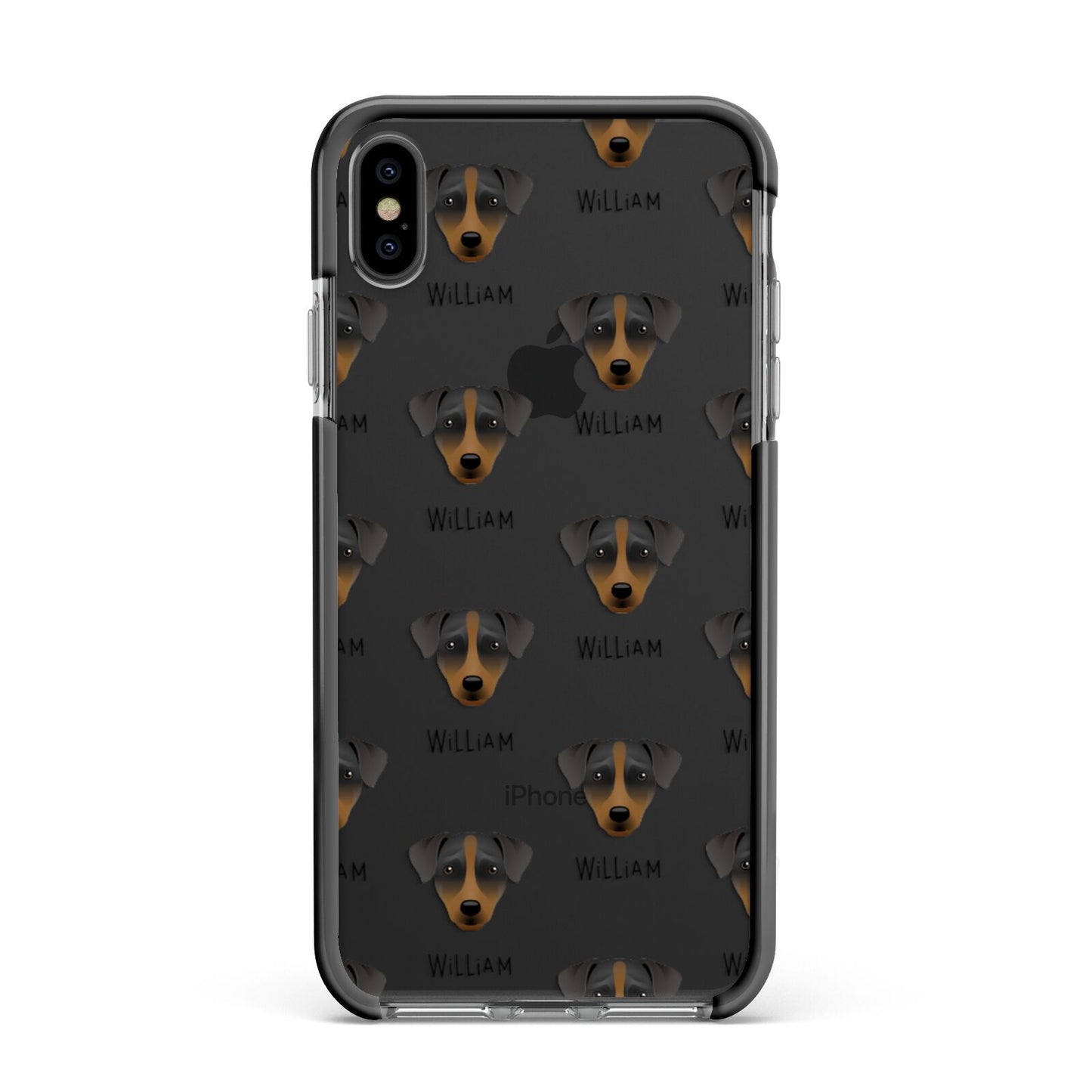 Patterdale Terrier Icon with Name Apple iPhone Xs Max Impact Case Black Edge on Black Phone