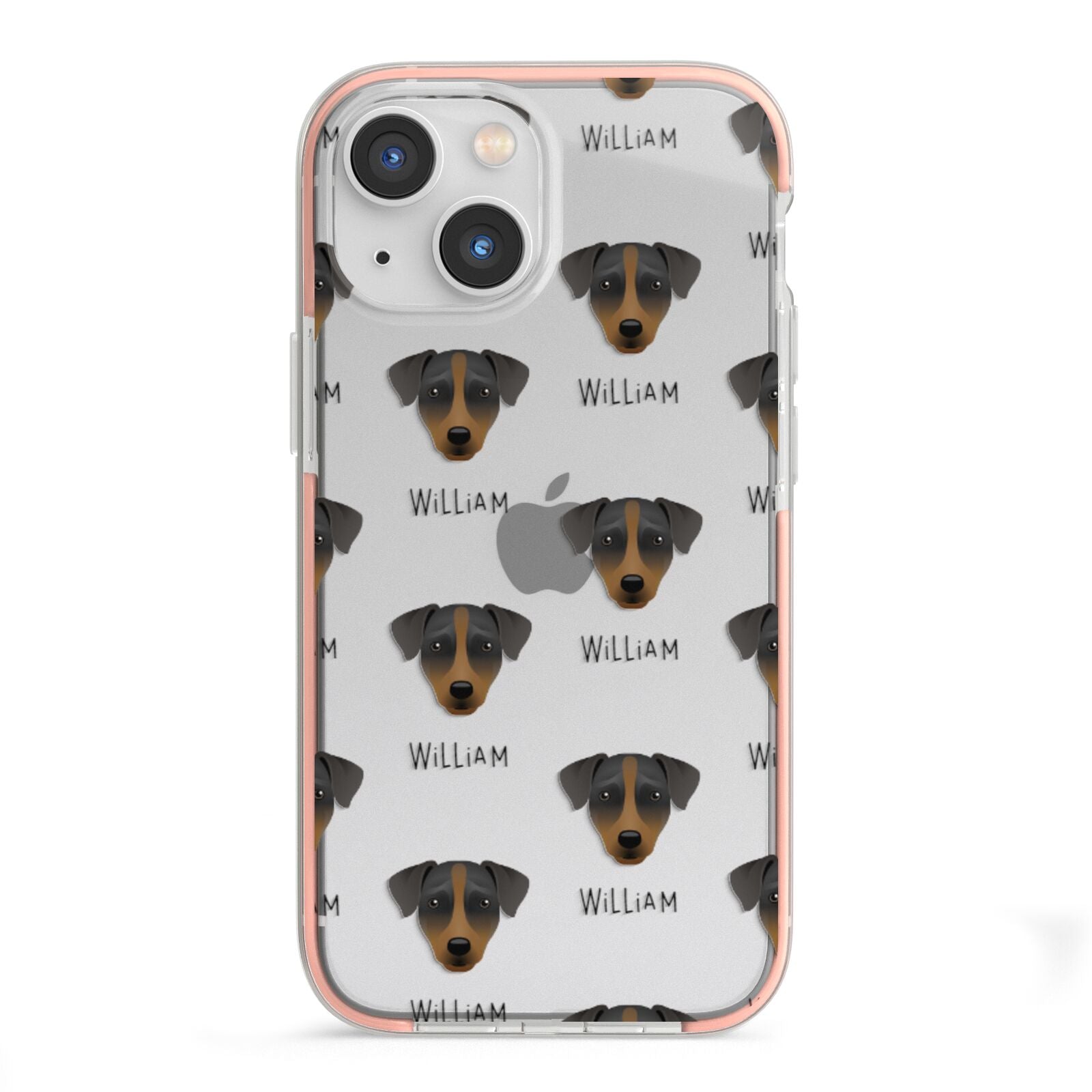 Patterdale Terrier Icon with Name iPhone 13 Mini TPU Impact Case with Pink Edges