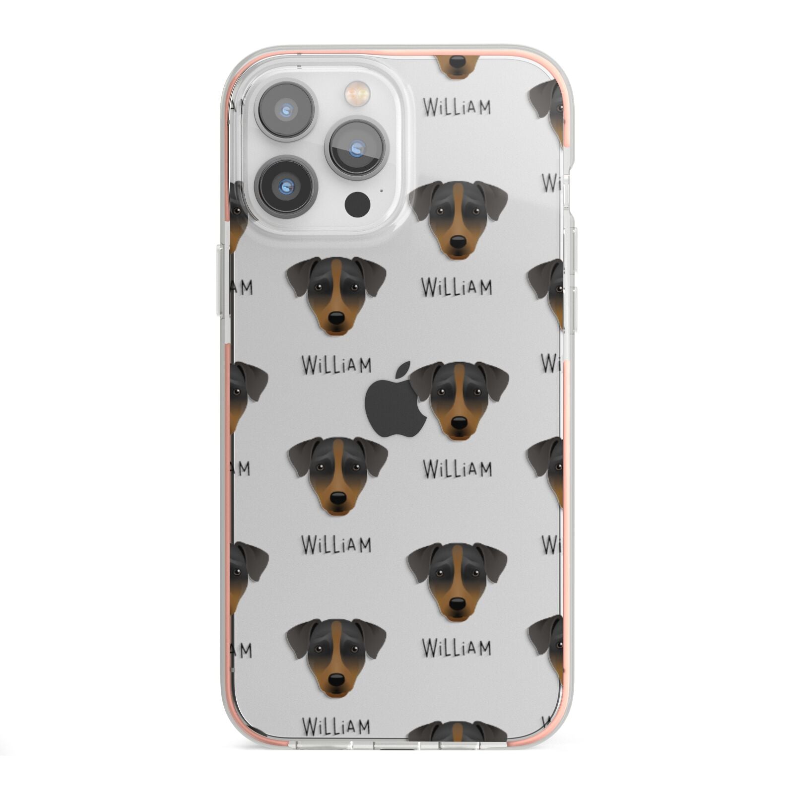 Patterdale Terrier Icon with Name iPhone 13 Pro Max TPU Impact Case with Pink Edges