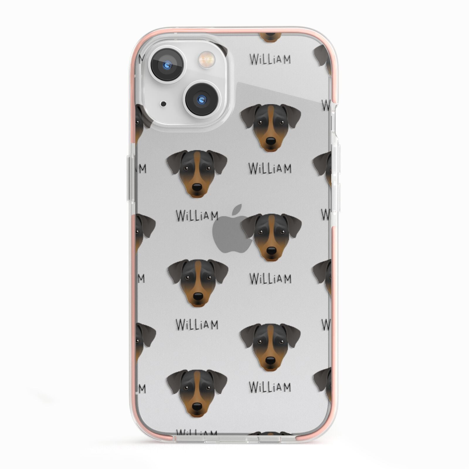 Patterdale Terrier Icon with Name iPhone 13 TPU Impact Case with Pink Edges