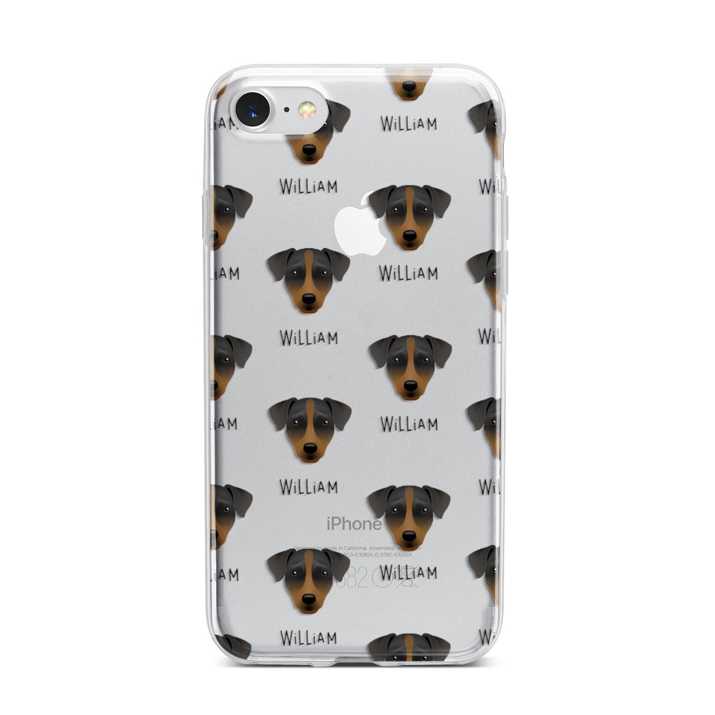 Patterdale Terrier Icon with Name iPhone 7 Bumper Case on Silver iPhone