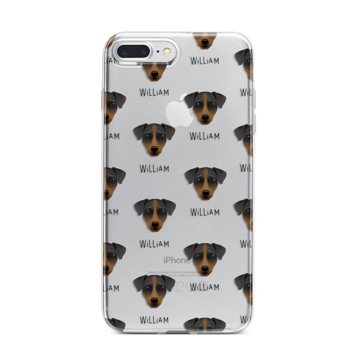 Patterdale Terrier Icon with Name iPhone 7 Plus Bumper Case on Silver iPhone