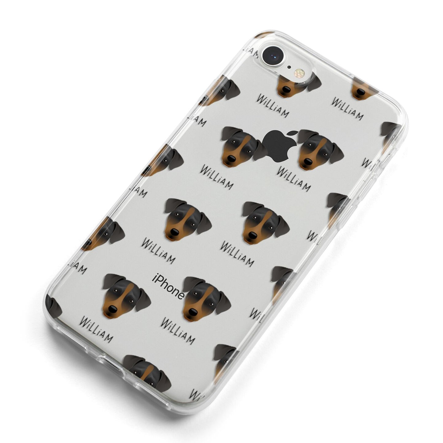 Patterdale Terrier Icon with Name iPhone 8 Bumper Case on Silver iPhone Alternative Image