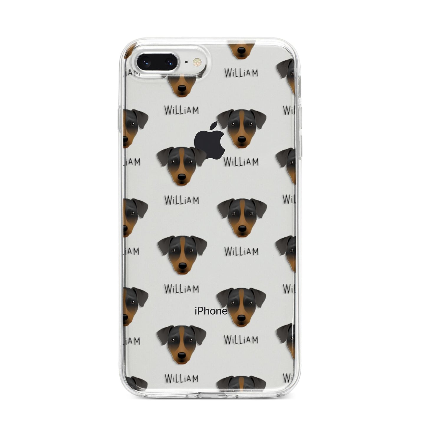 Patterdale Terrier Icon with Name iPhone 8 Plus Bumper Case on Silver iPhone