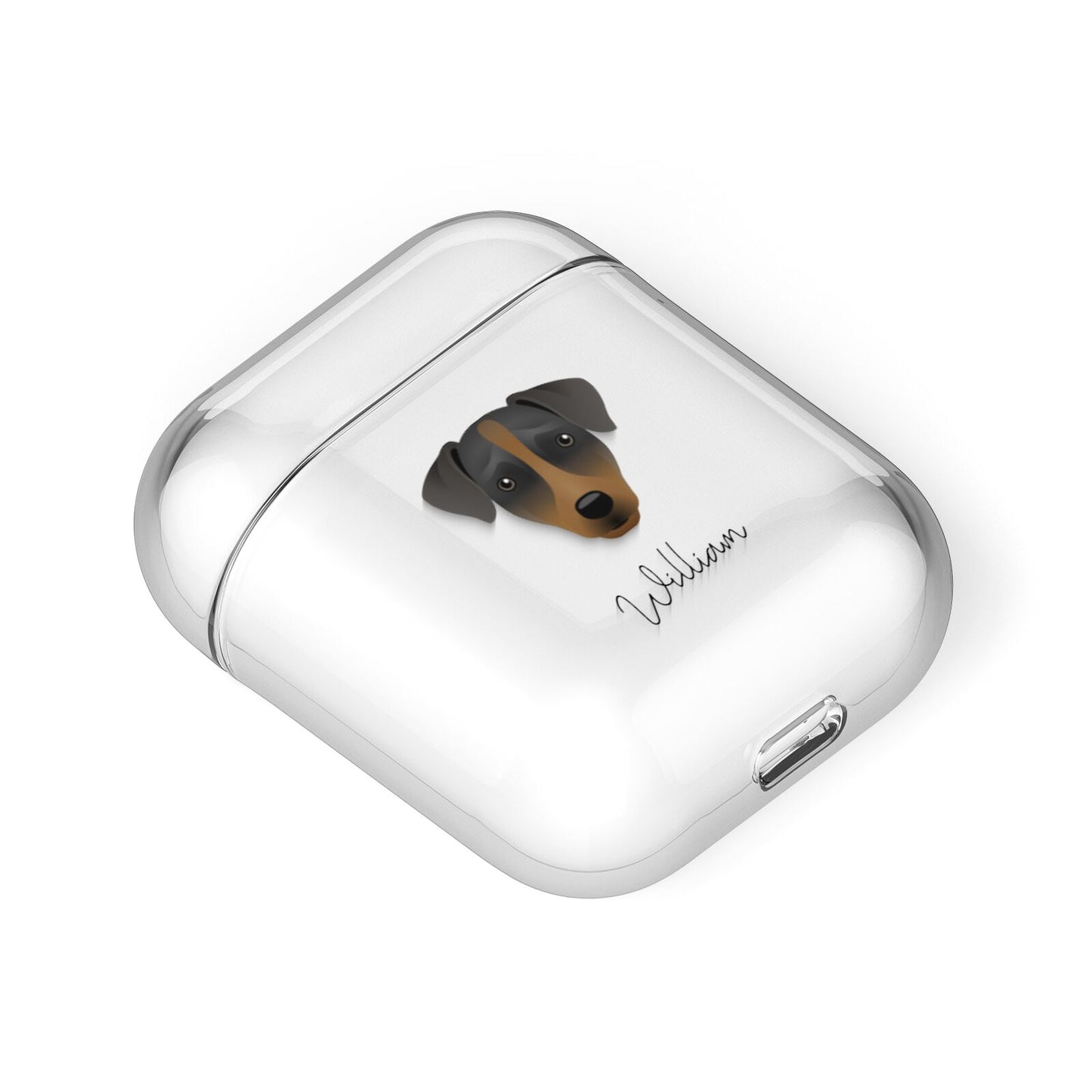 Patterdale Terrier Personalised AirPods Case Laid Flat