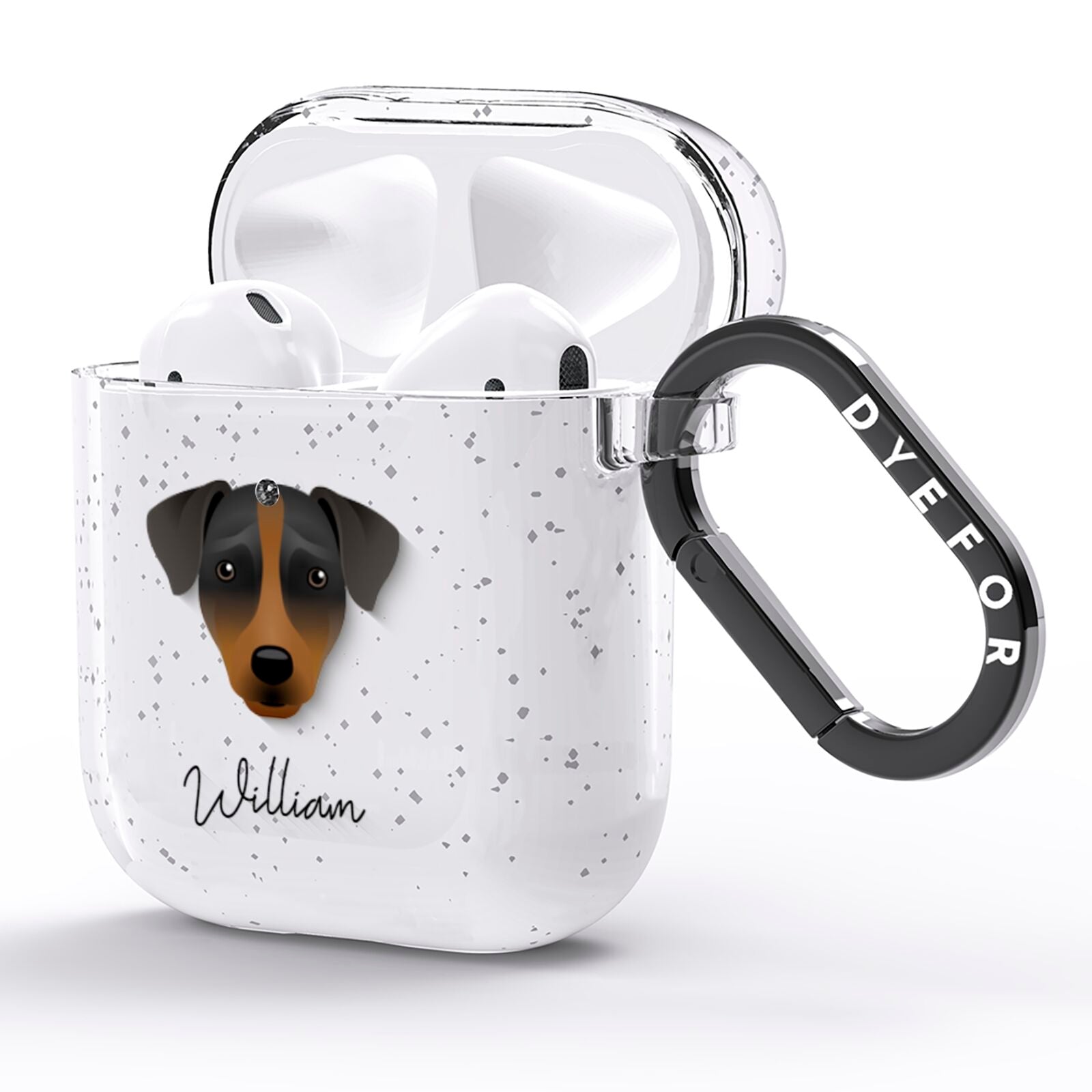 Patterdale Terrier Personalised AirPods Glitter Case Side Image