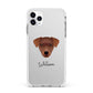 Patterdale Terrier Personalised Apple iPhone 11 Pro Max in Silver with White Impact Case