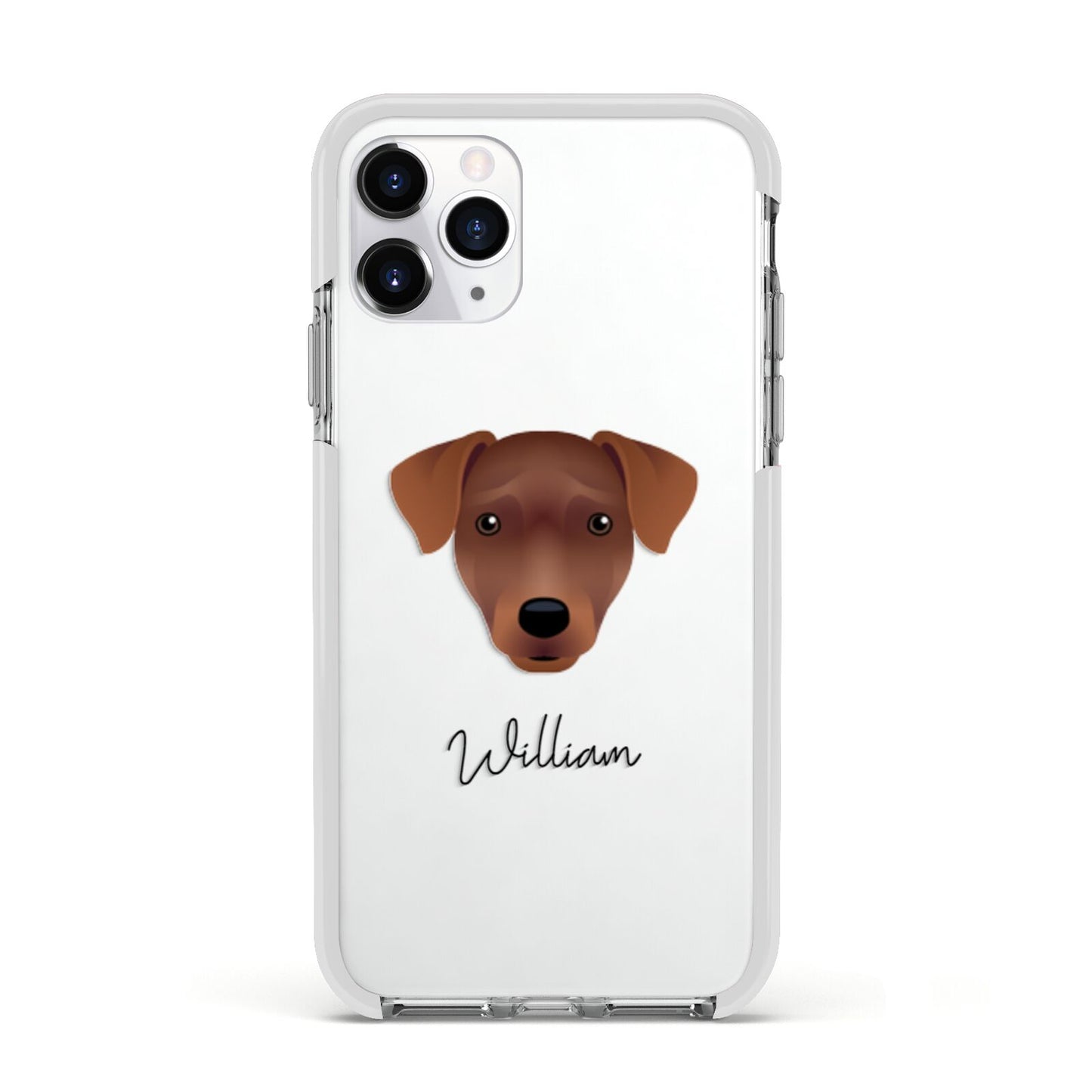 Patterdale Terrier Personalised Apple iPhone 11 Pro in Silver with White Impact Case