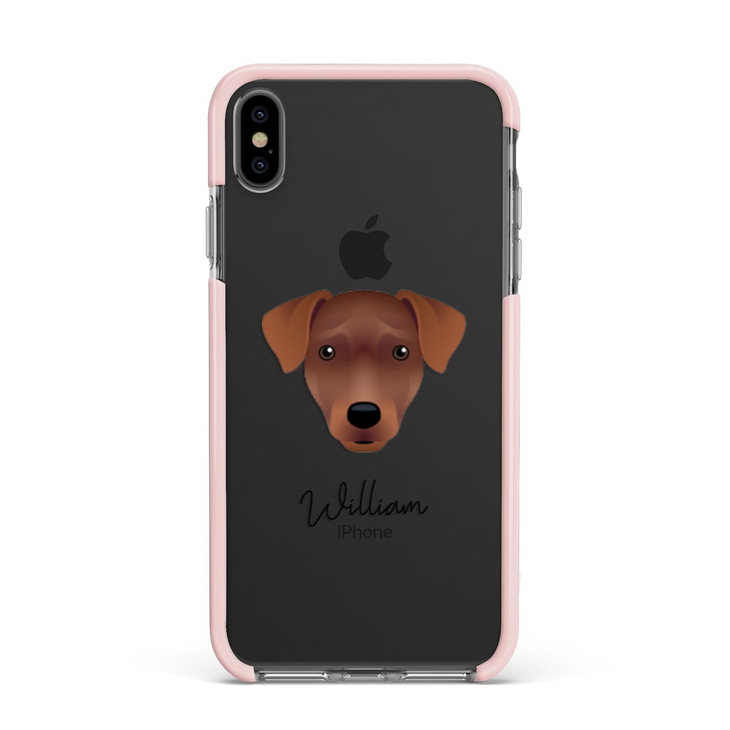 Patterdale Terrier Personalised Apple iPhone Xs Max Impact Case Pink Edge on Black Phone