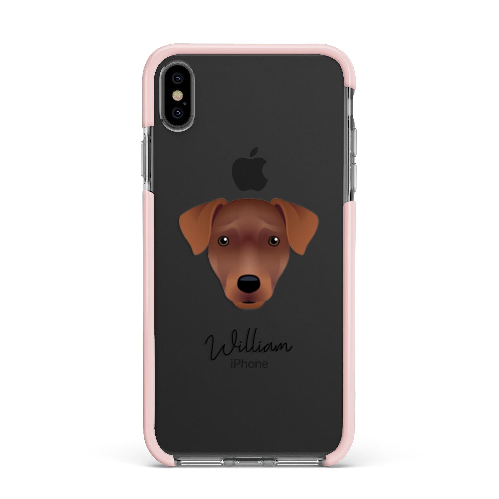 Patterdale Terrier Personalised Apple iPhone Xs Max Impact Case Pink Edge on Black Phone