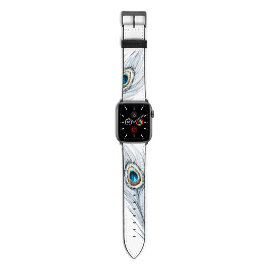 Peacock Apple Watch Strap with Space Grey Hardware