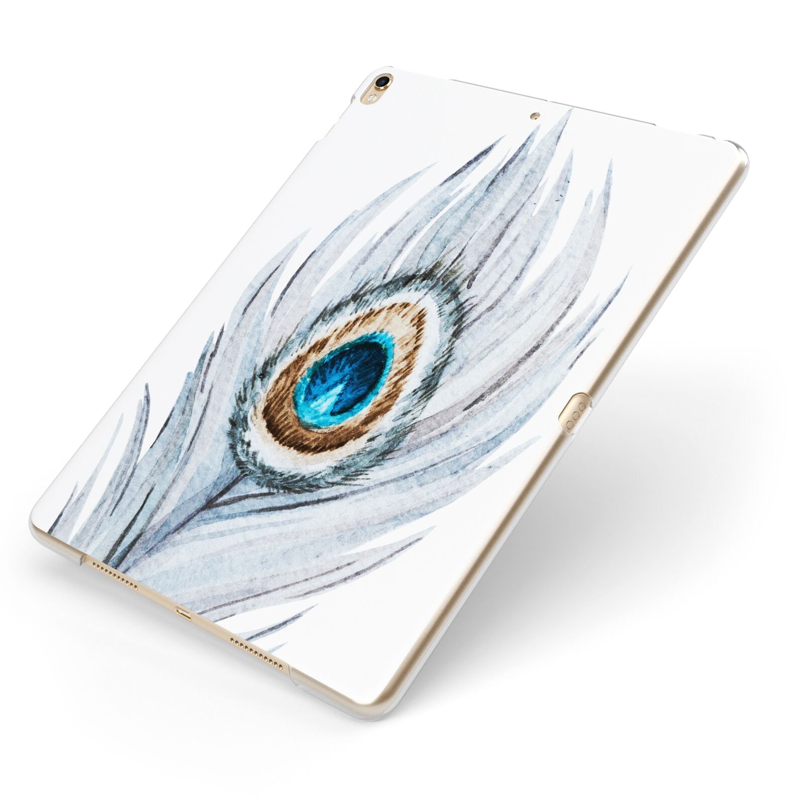 Peacock Apple iPad Case on Gold iPad Side View