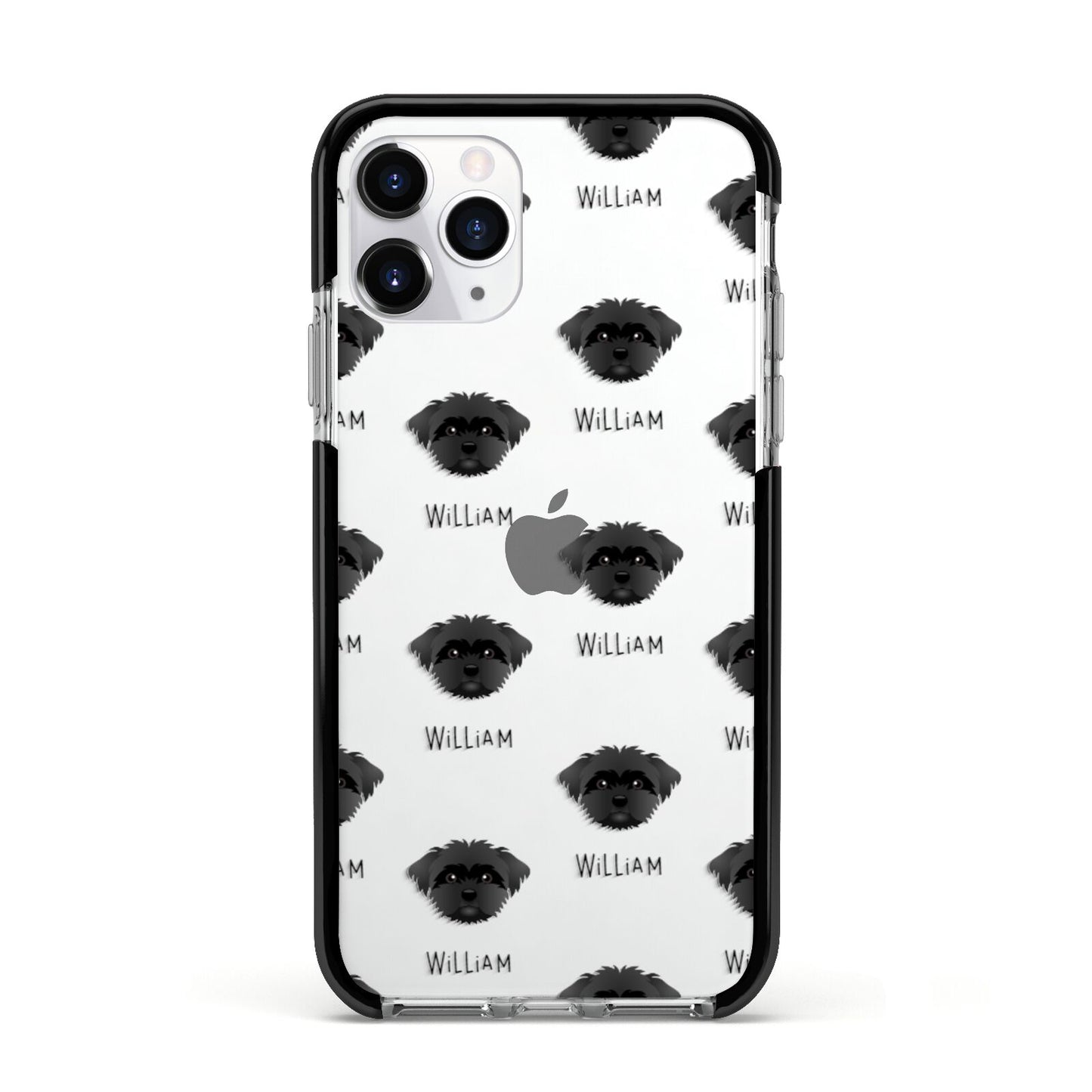 Peek a poo Icon with Name Apple iPhone 11 Pro in Silver with Black Impact Case