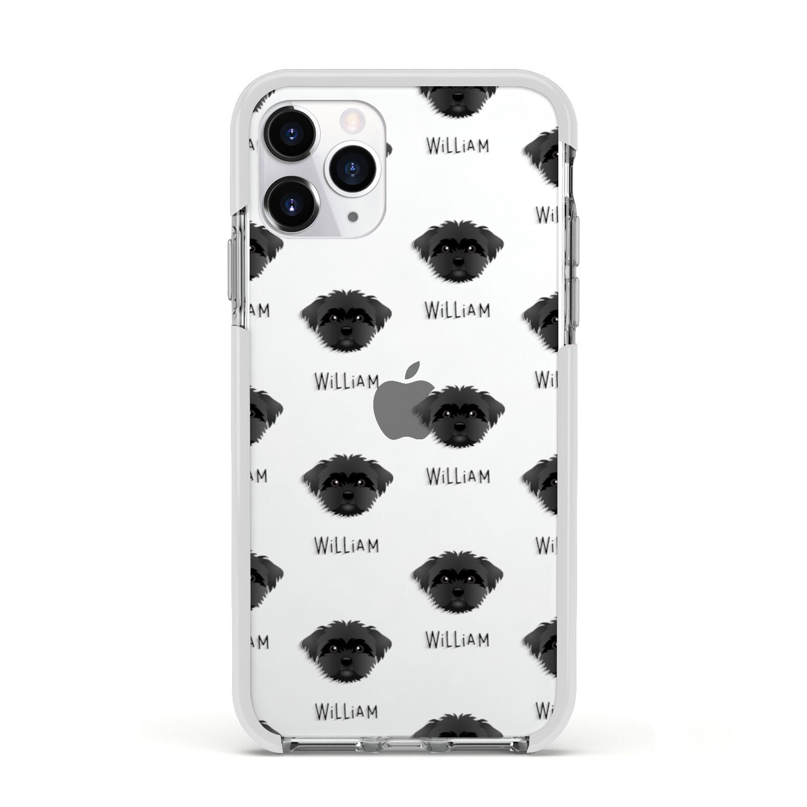 Peek a poo Icon with Name Apple iPhone 11 Pro in Silver with White Impact Case