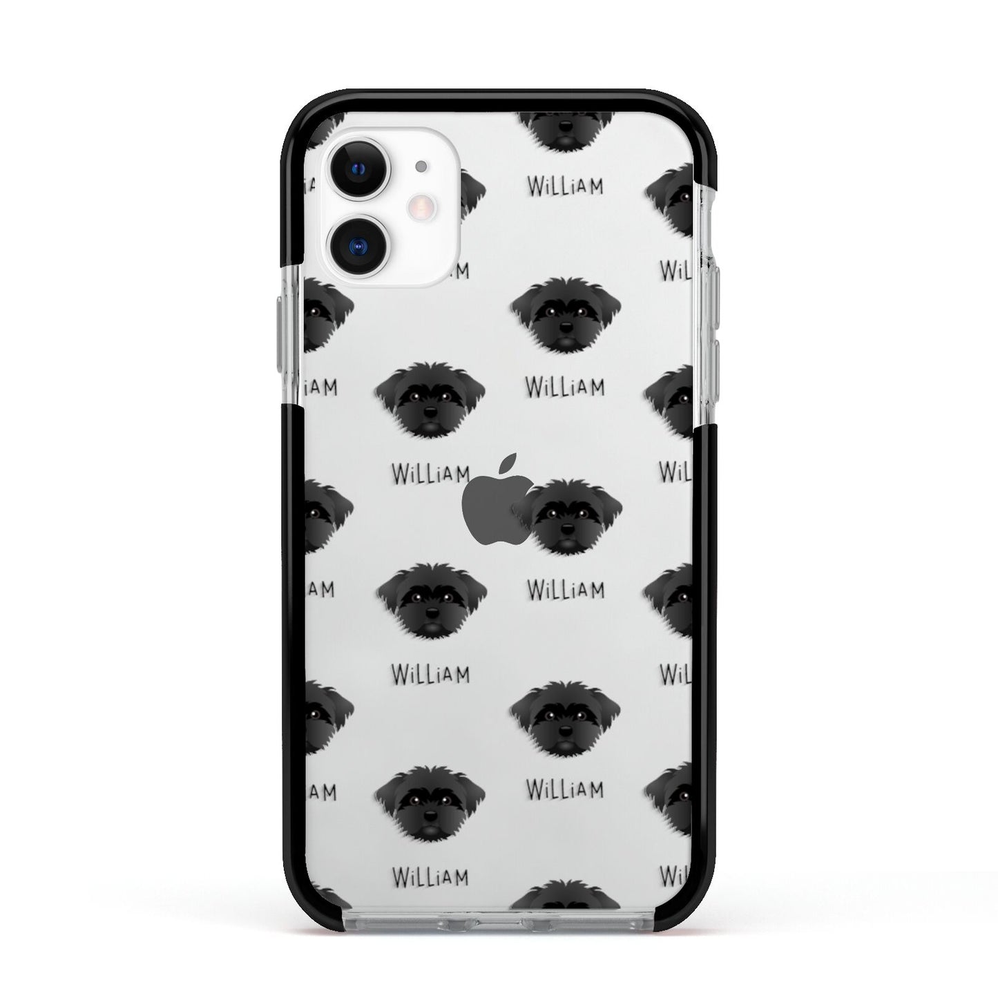 Peek a poo Icon with Name Apple iPhone 11 in White with Black Impact Case
